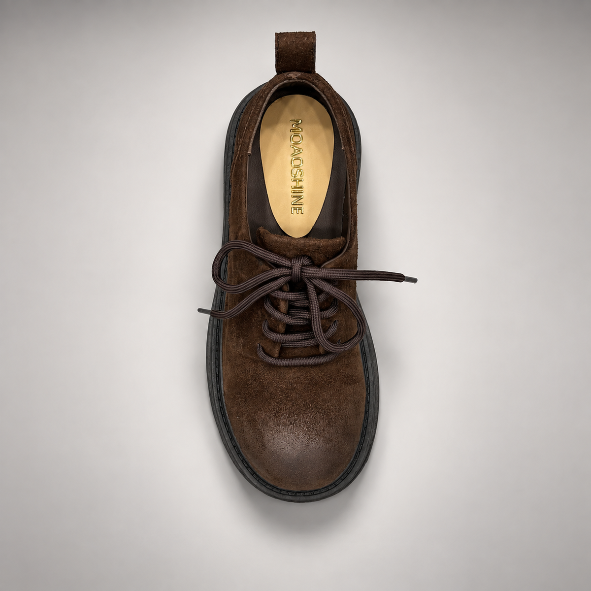 Brown suede platform lace-up shoes, view 7