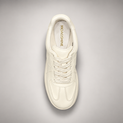 Ivory leather platform sneakers, view 7