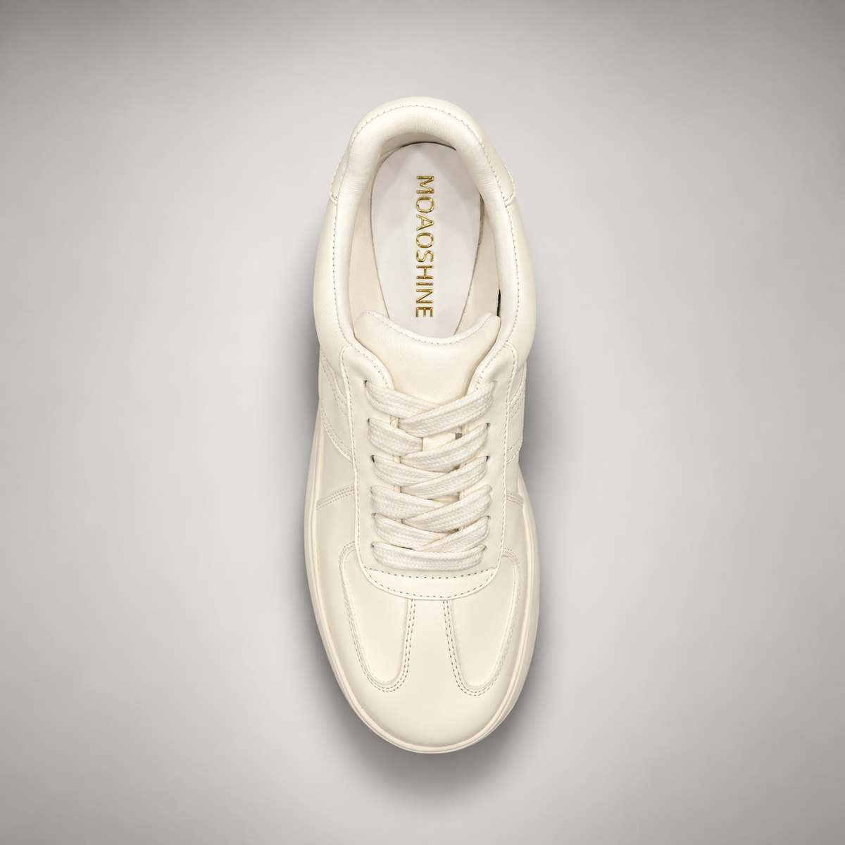 Ivory leather platform sneakers, view 7