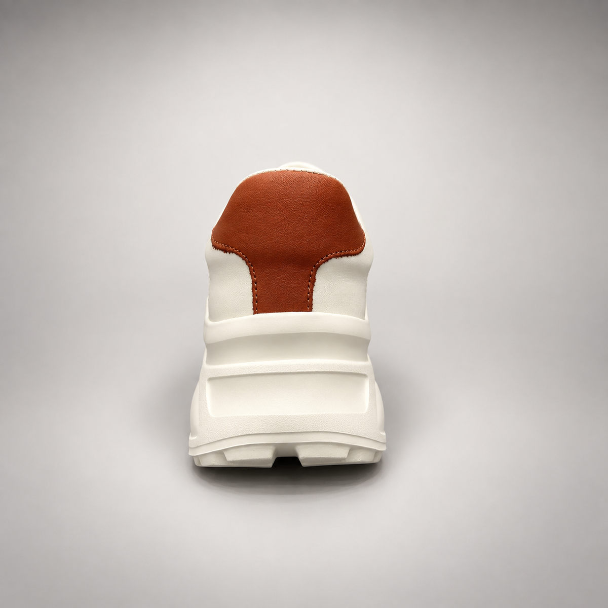 Ivory and brown platform sneakers, view 5