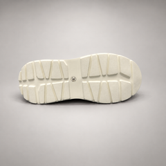 Ivory and brown platform sneakers, view 6