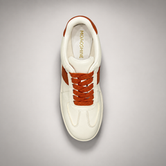 Ivory and brown platform sneakers, view 7