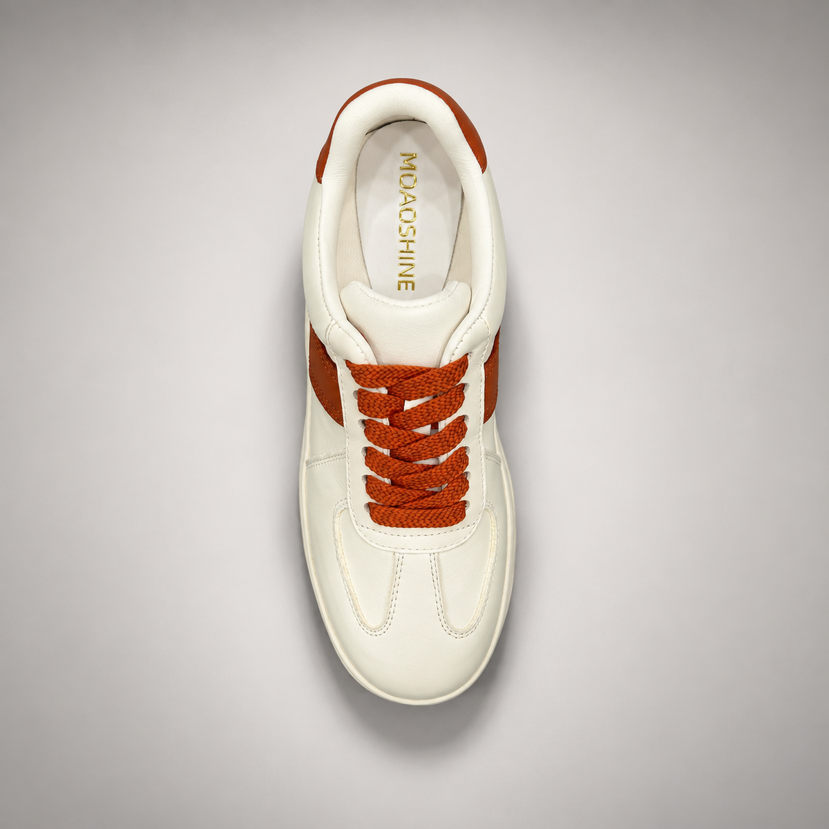 Ivory and brown platform sneakers, view 7