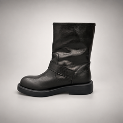 Black double buckle boots 3