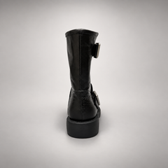 Black double buckle boots 4
