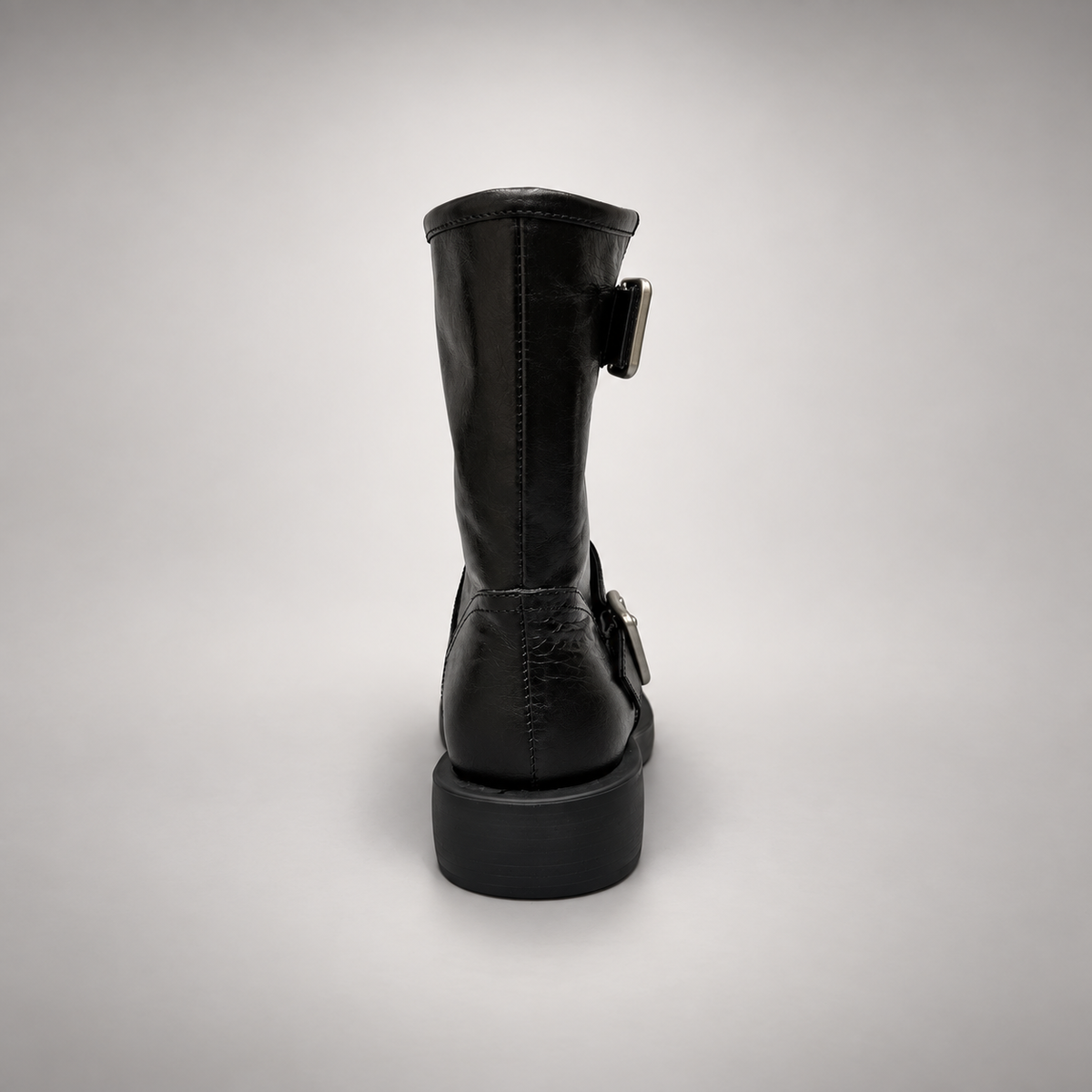 Black double buckle boots 4