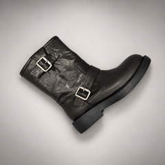 Black double buckle boots 6