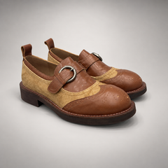 Brown tan buckle shoes 1