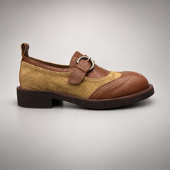Brown tan buckle shoes 2