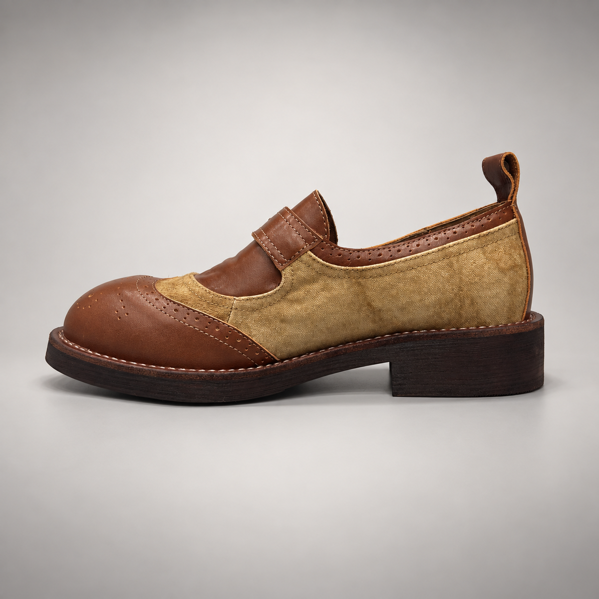 Brown tan buckle shoes 3