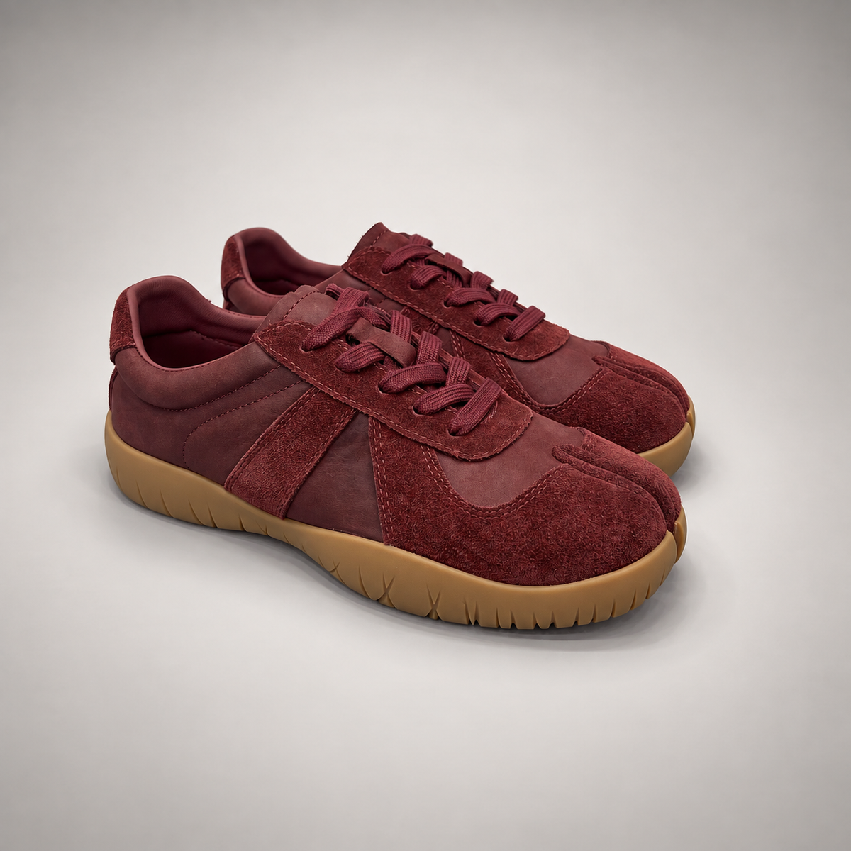 Burgundy suede sneakers 1