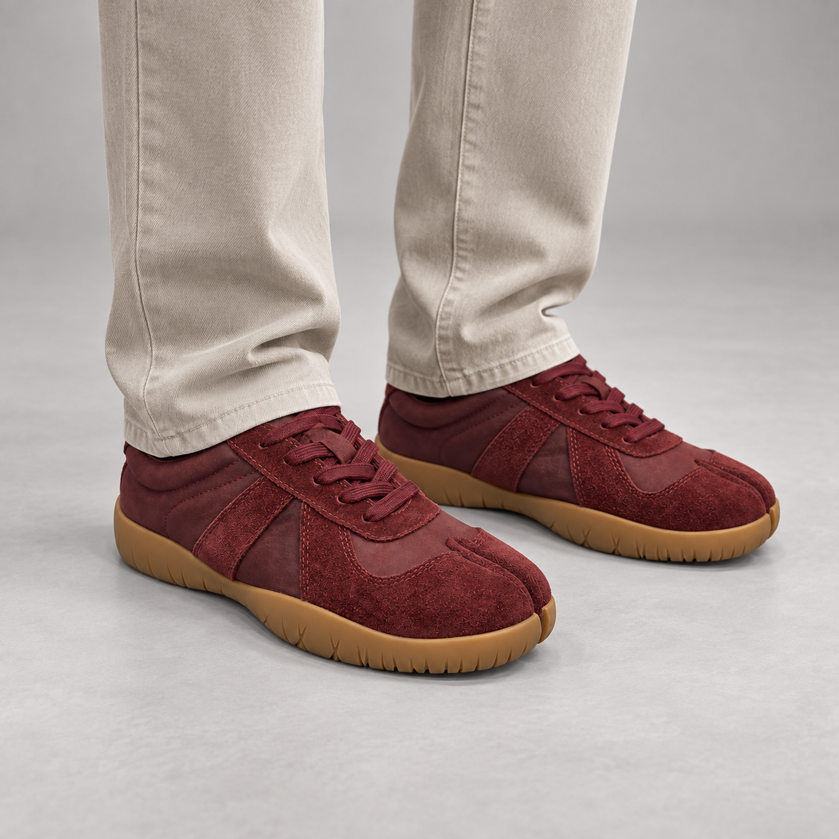 Burgundy suede sneakers 7