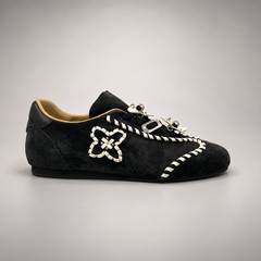 Black cream whipstitch sneakers 2