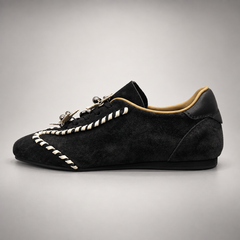 Black cream whipstitch sneakers 3