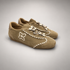 Taupe cream whipstitch sneakers 1