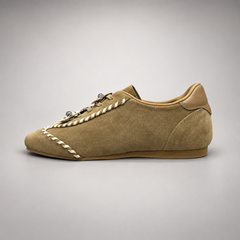 Taupe cream whipstitch sneakers 3