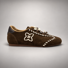 Brown cream whipstitch sneakers 2