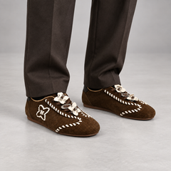 Brown cream whipstitch sneakers 7