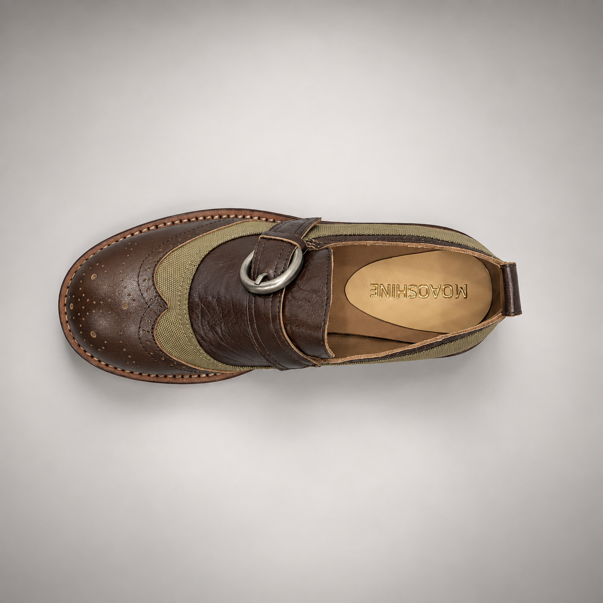 Olive brown buckle shoes 6