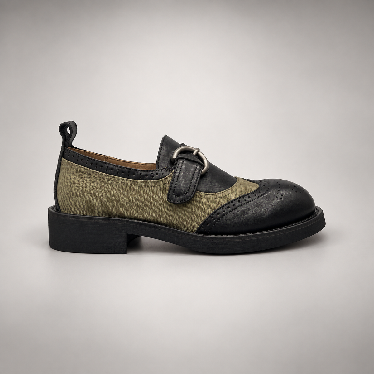 Black olive buckle shoes 2