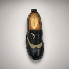 Black olive buckle shoes 6
