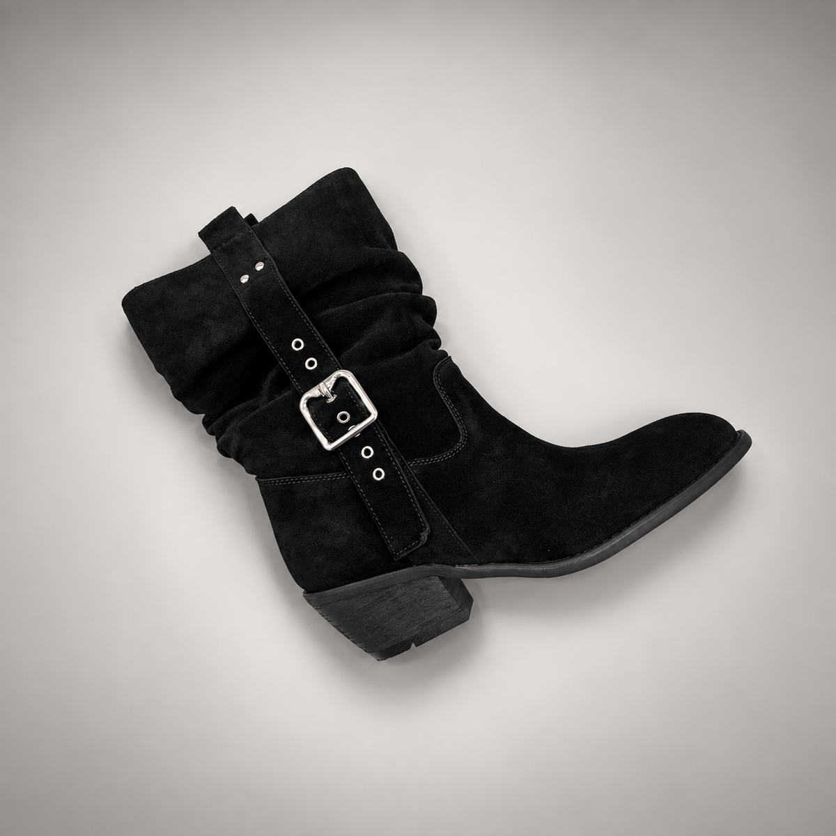 Black strap boots 6