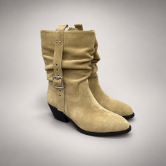 Taupe buckle boots 1