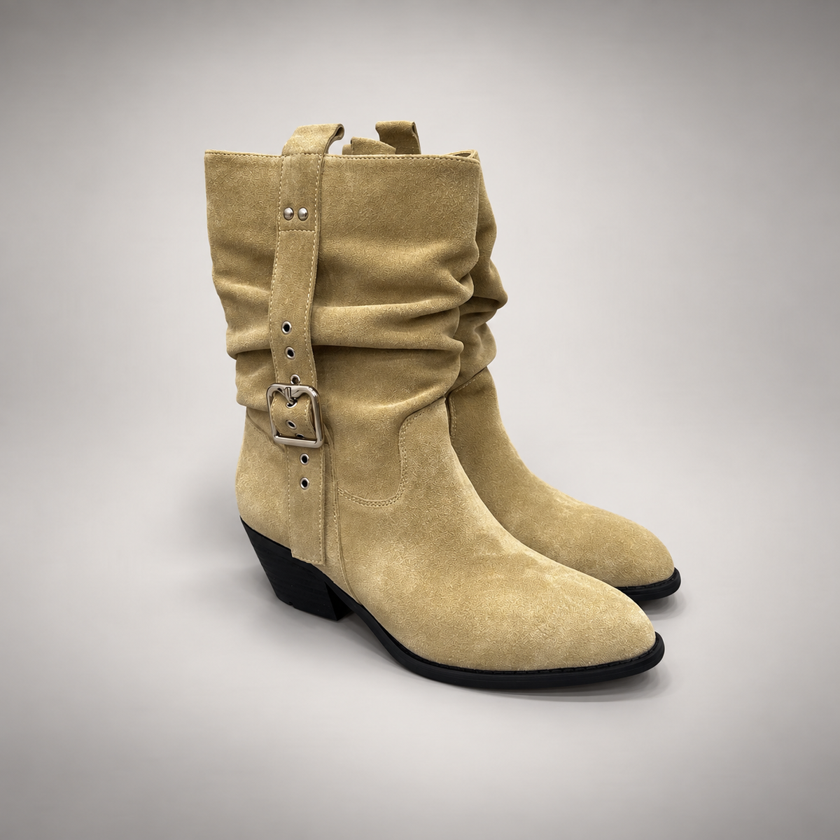 Taupe buckle boots 1