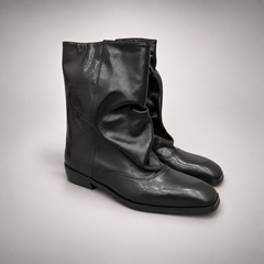 Black draped leather boots 1