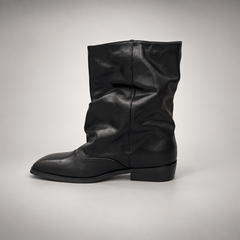 Black draped leather boots 3