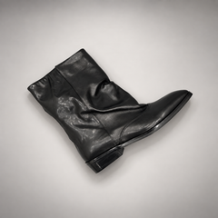 Black draped leather boots 6