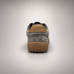 Gray washed suede panel lace-up sneakers - view 4