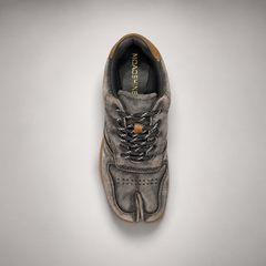 Gray washed suede panel lace-up sneakers - view 6