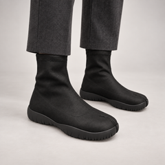 Black stretch ankle boots - on foot