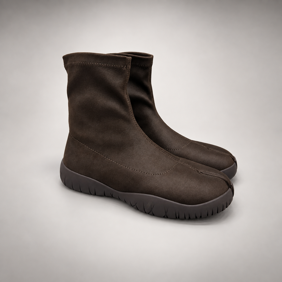 Dark brown stretch ankle boots - view 1