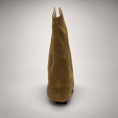 Khaki taupe slouch suede high-heel boots - view 4