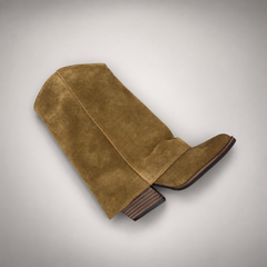 Khaki taupe slouch suede high-heel boots - view 6
