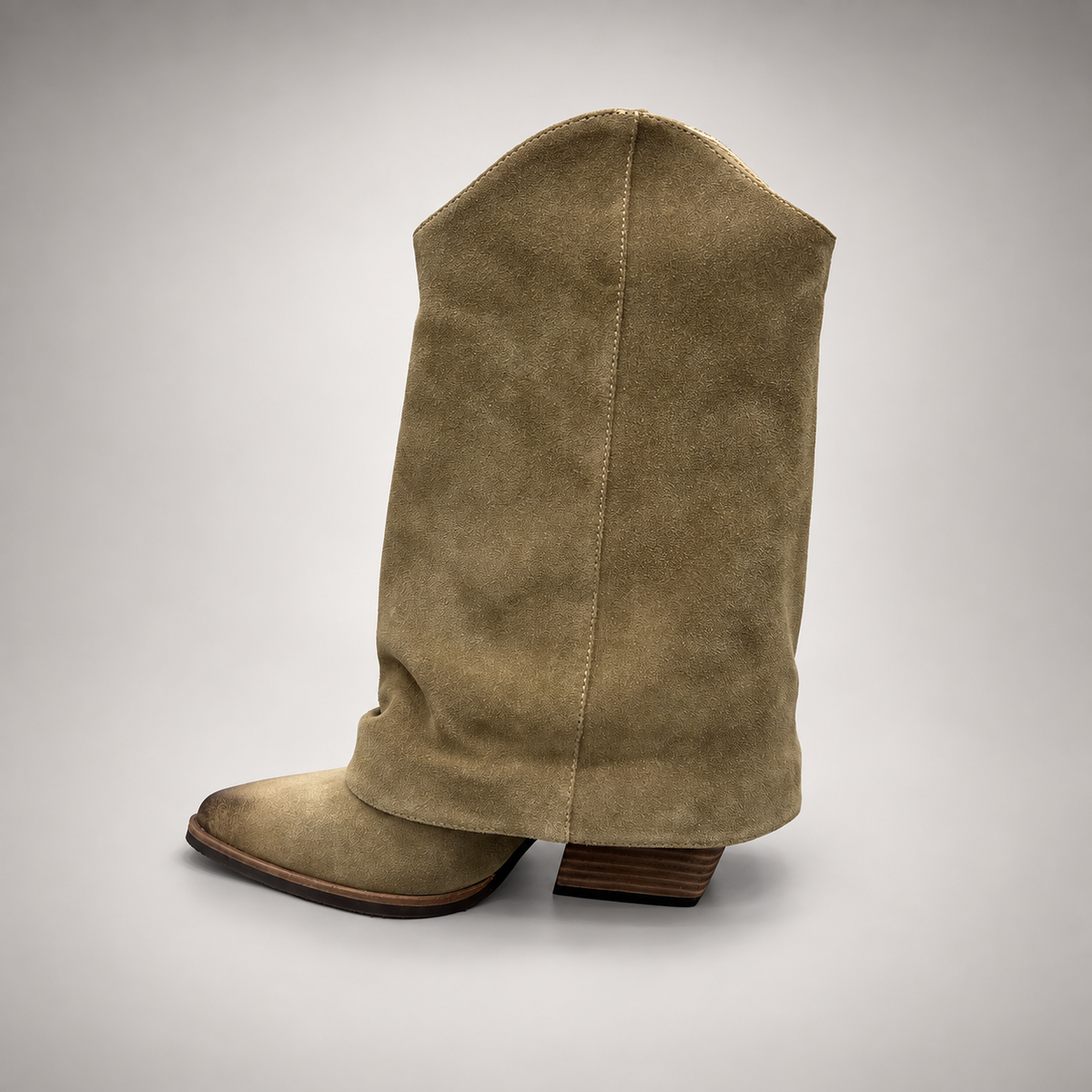 Light taupe slouch suede high-heel boots - view 3