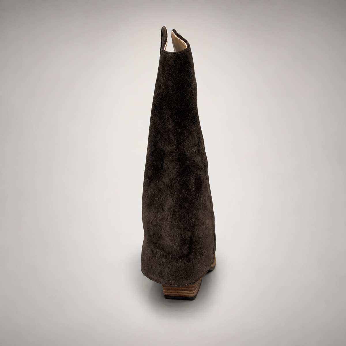 Dark espresso brown slouch suede high-heel boots - view 4