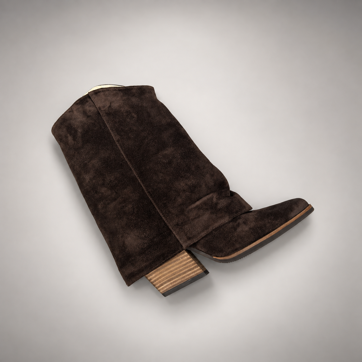 Dark espresso brown slouch suede high-heel boots - view 6