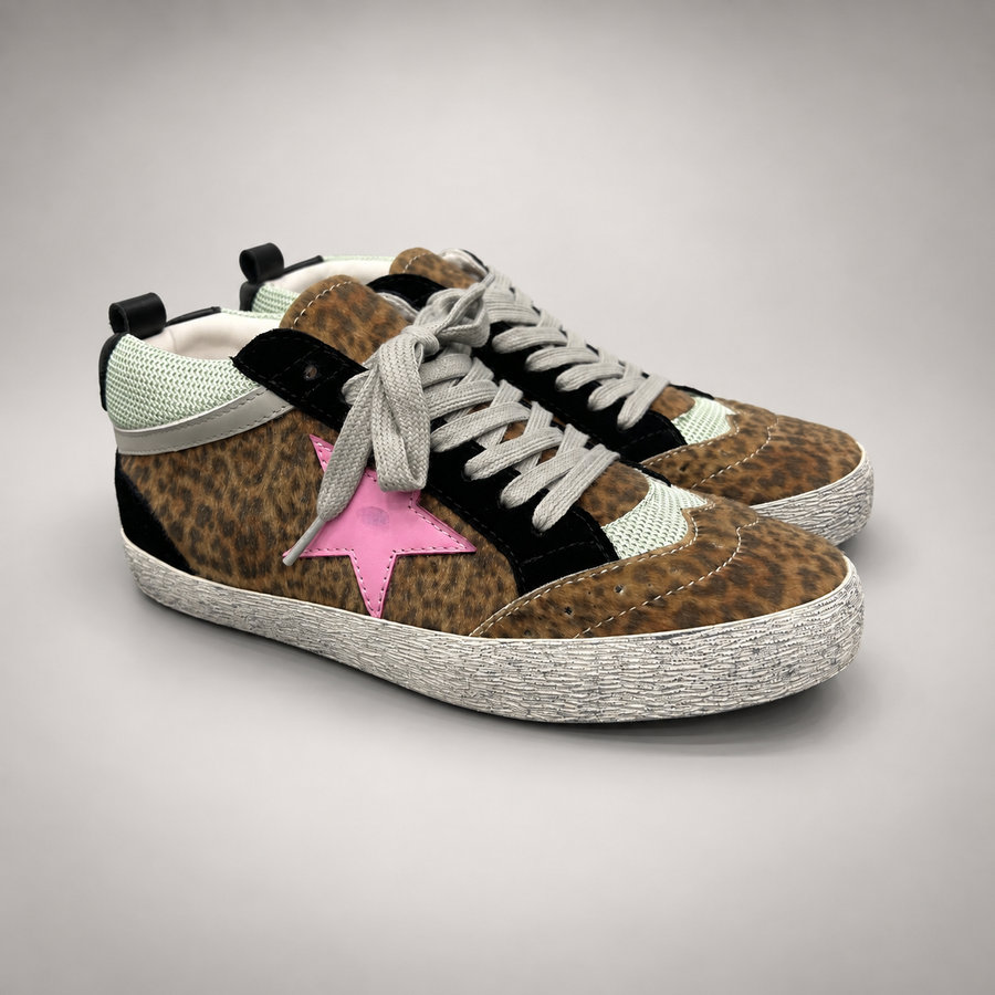 Leopard multi pony-hair star sneakers - view 1