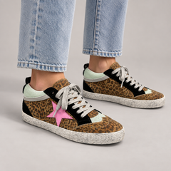 Leopard multi pony-hair star sneakers - on foot