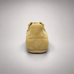 Mustard yellow floral mesh suede sneakers - view 4