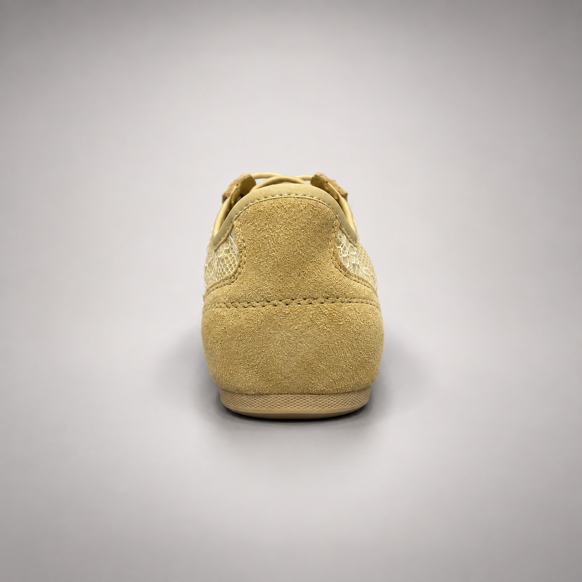 Mustard yellow floral mesh suede sneakers - view 4