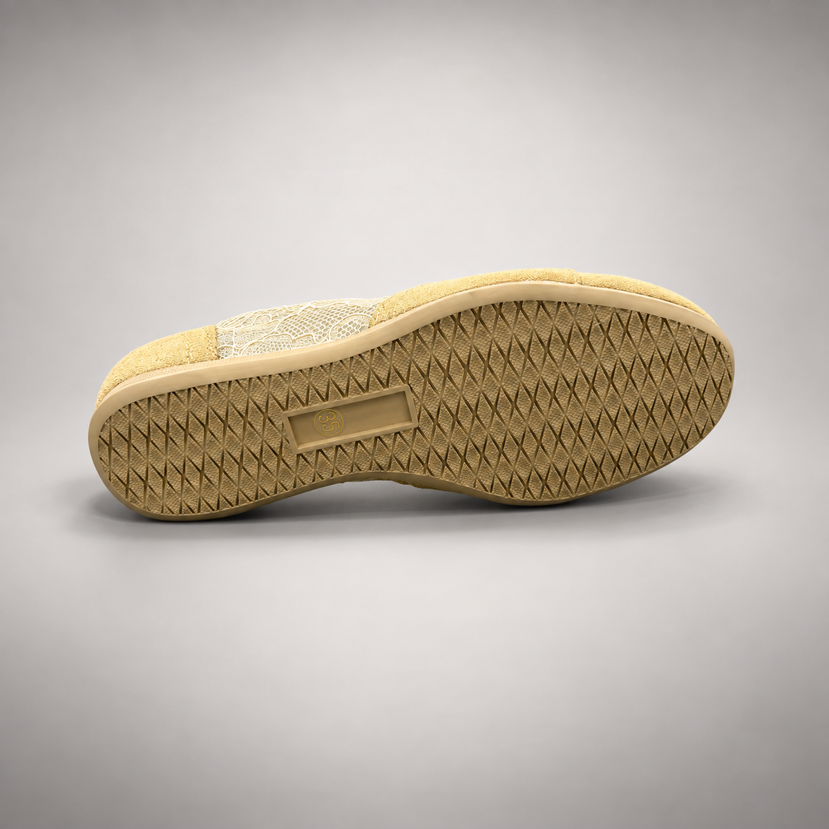 Mustard yellow floral mesh suede sneakers - view 5