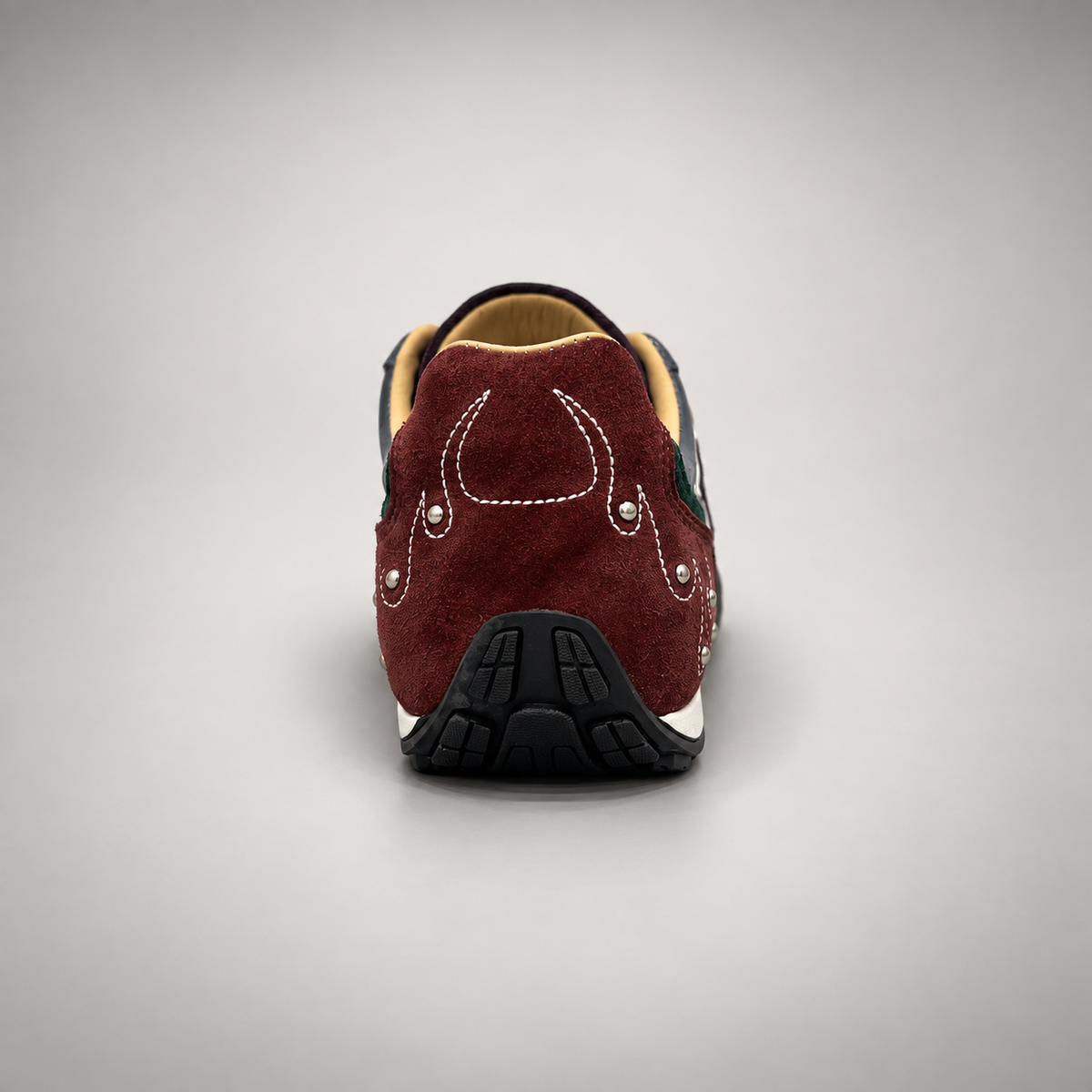 Burgundy navy green airplane patch sneakers - view 4