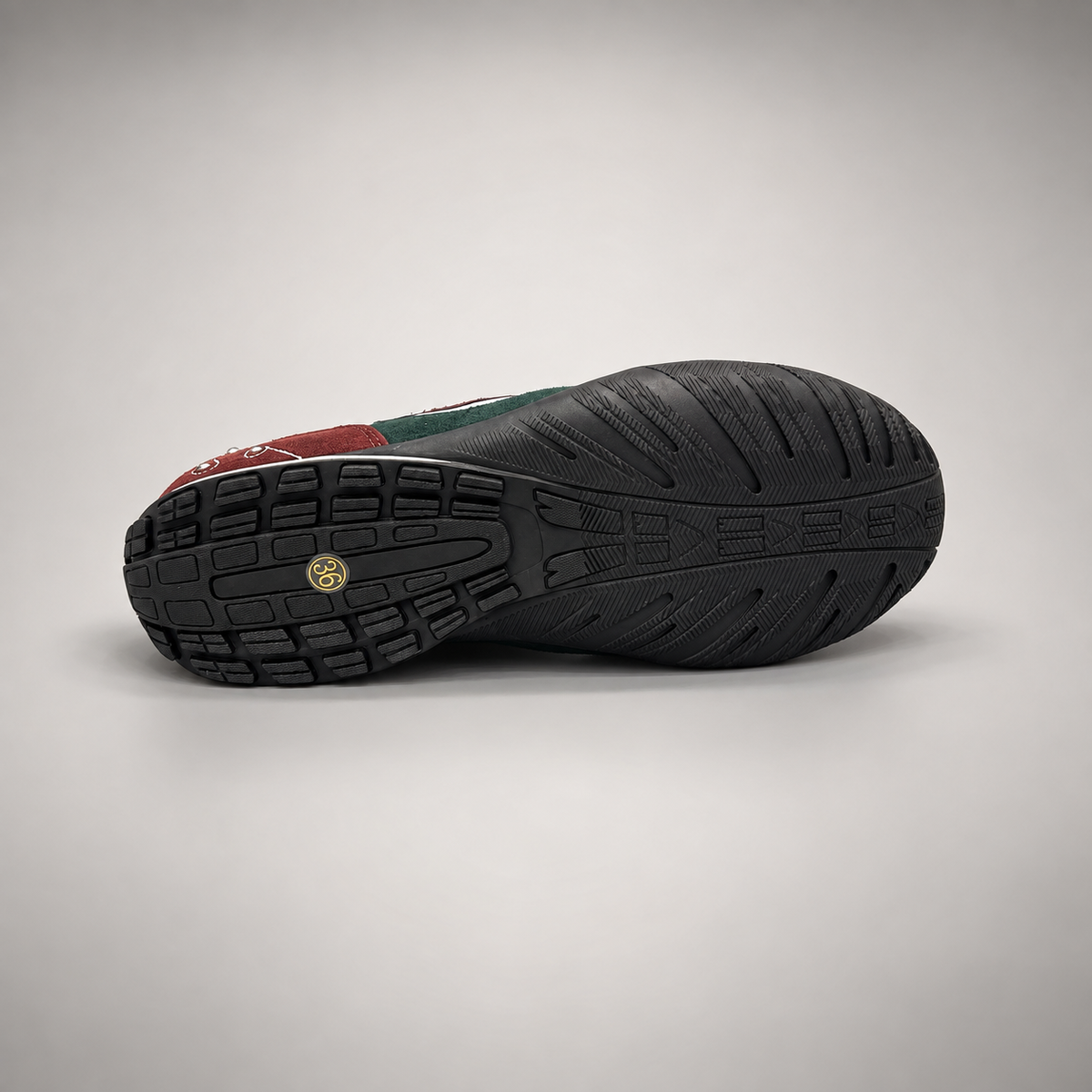 Burgundy navy green airplane patch sneakers - view 5