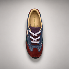 Burgundy navy green airplane patch sneakers - view 6