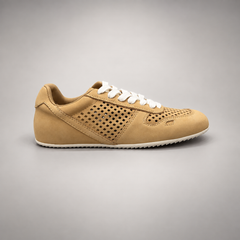 Tan perforated leather sneaker