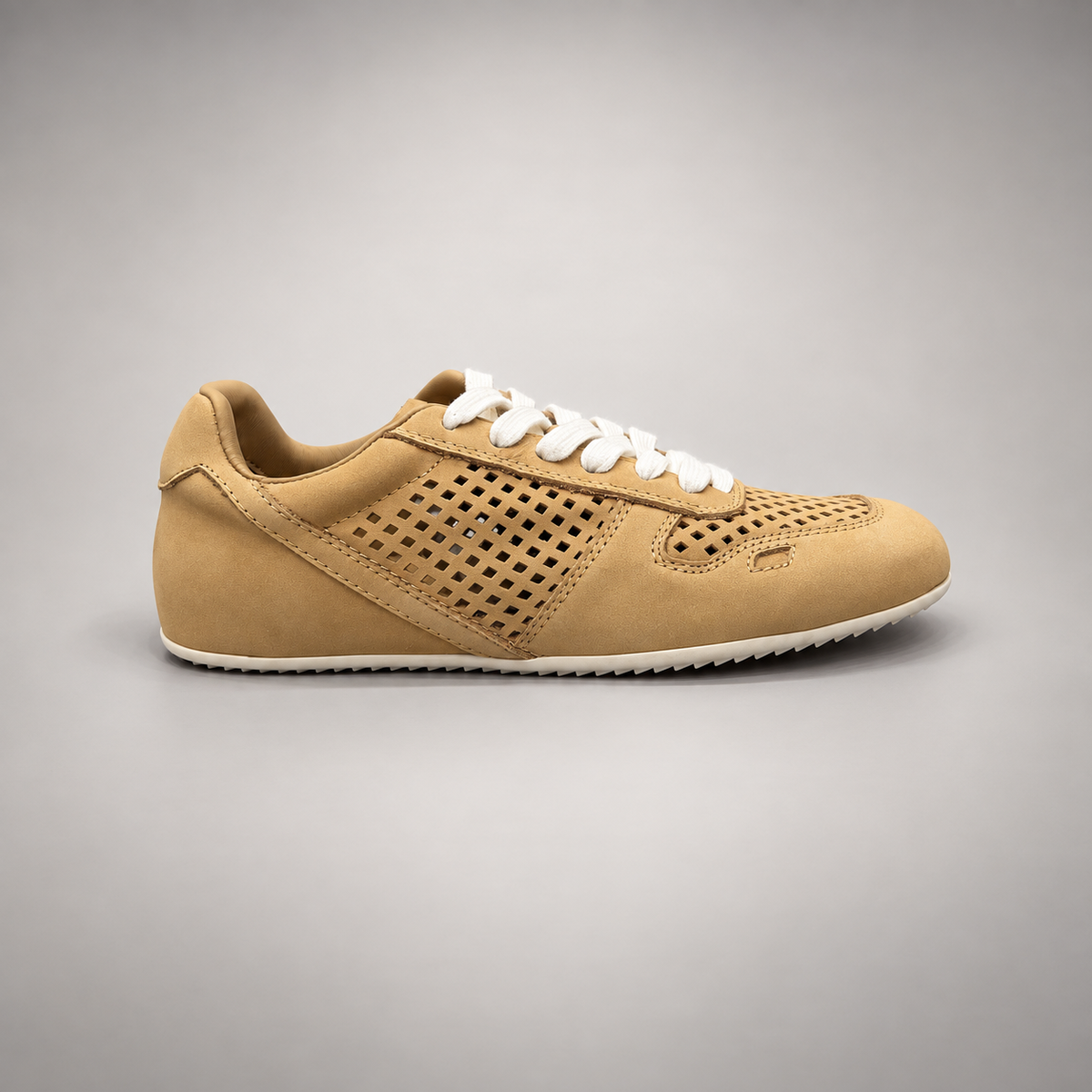 Tan perforated leather sneaker